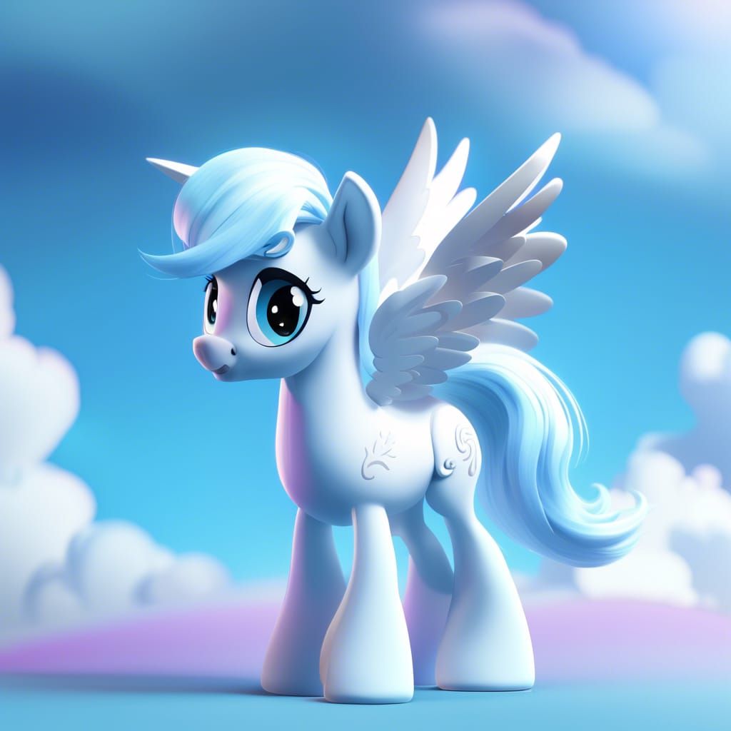 Sky Blue Pegasus Pony in 3D Digital Art Style