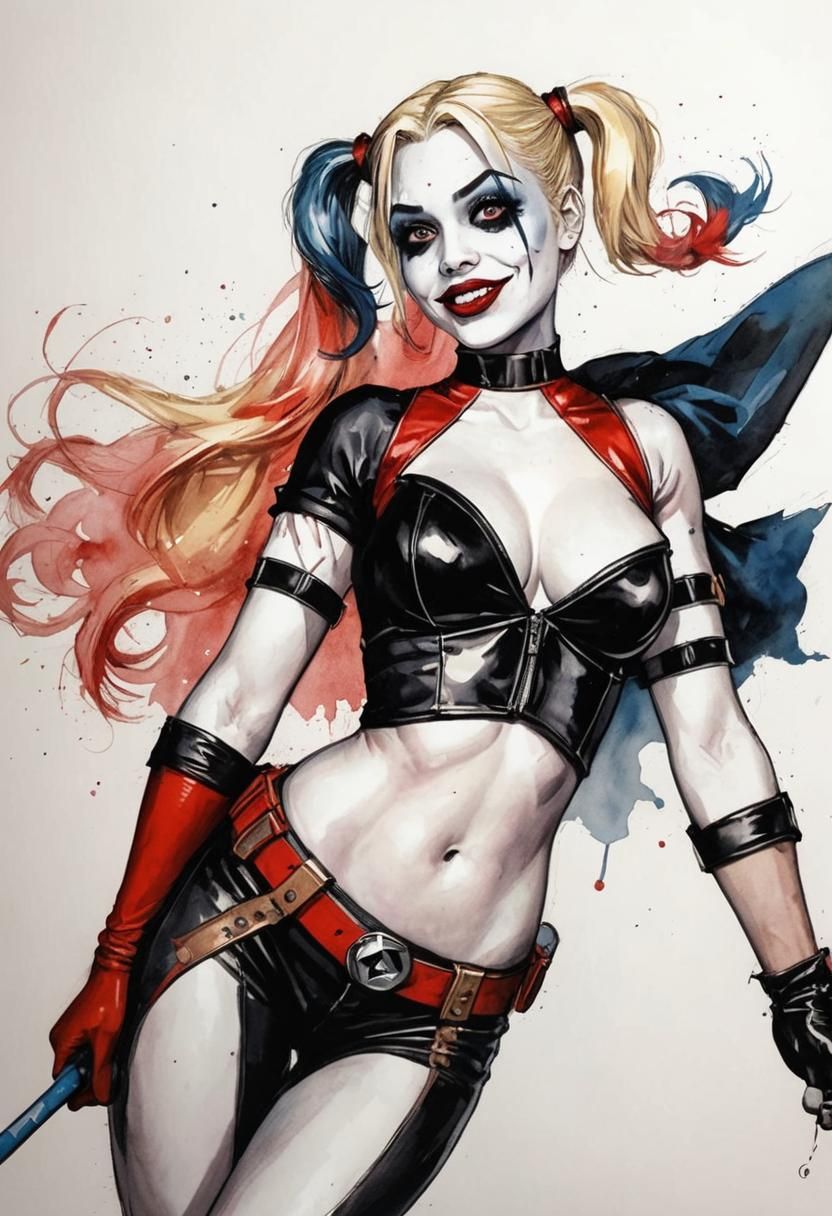 Harley Quinn Digital Art Portrait