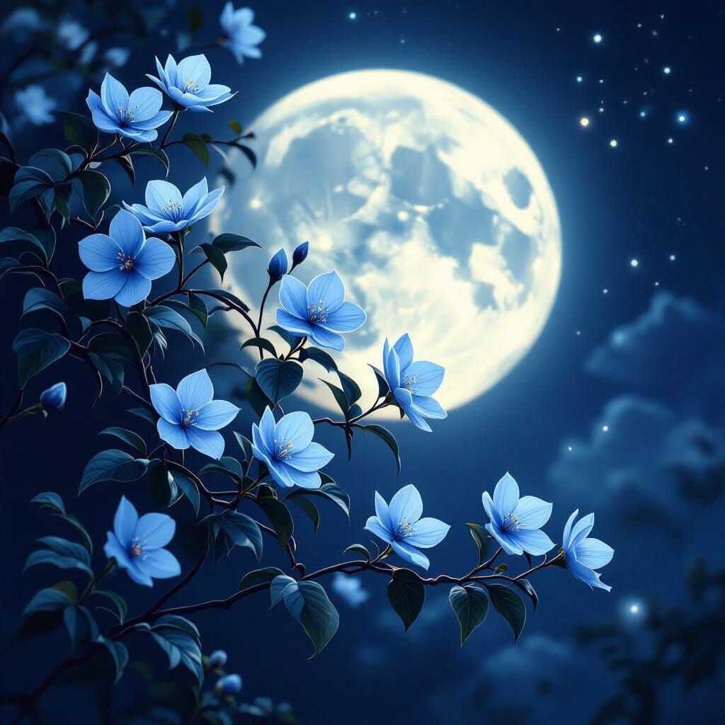 Moonlit Moonblossom Vines in Fantasy Concept Art Style