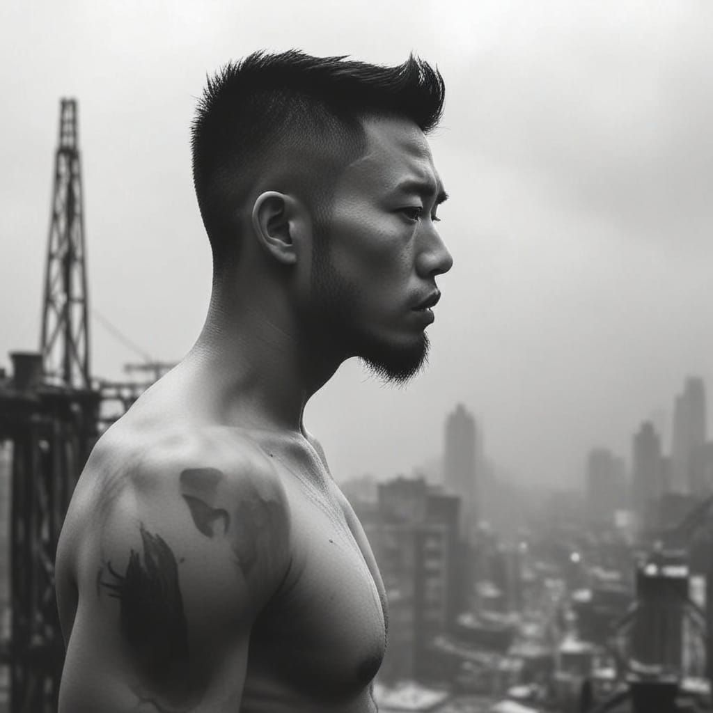 Melancholic Gothic Cityscape in Monochromatic Hues