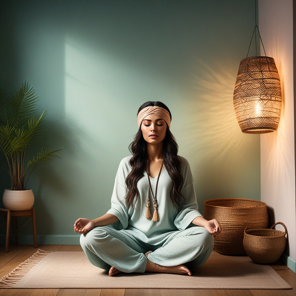 Serenity in Soft Pastels: Futuristic Meditating Woman