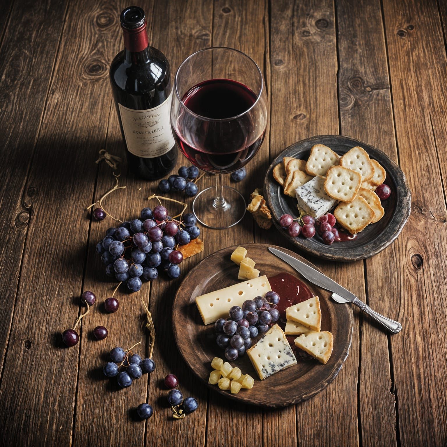 Elegant Still Life: Red Wine and Cheese Pairing