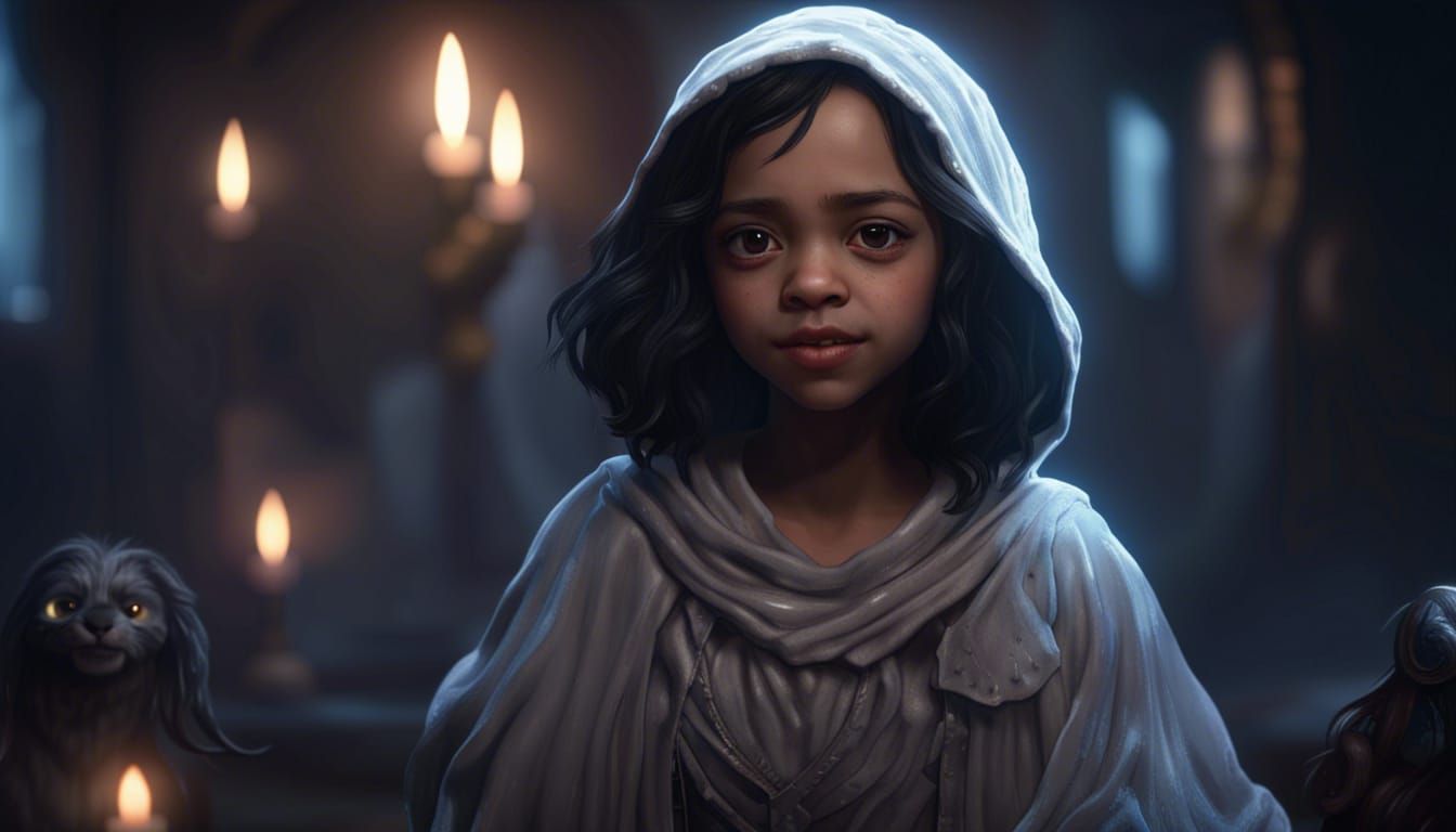 Jenna Ortega as Adorable Ghost: Dark Fantasy Art