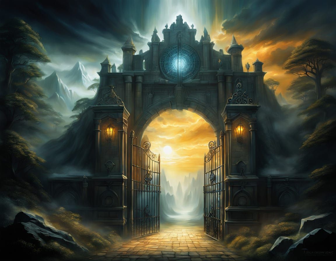 Fantasy Realm Gates in Ethereal Light
