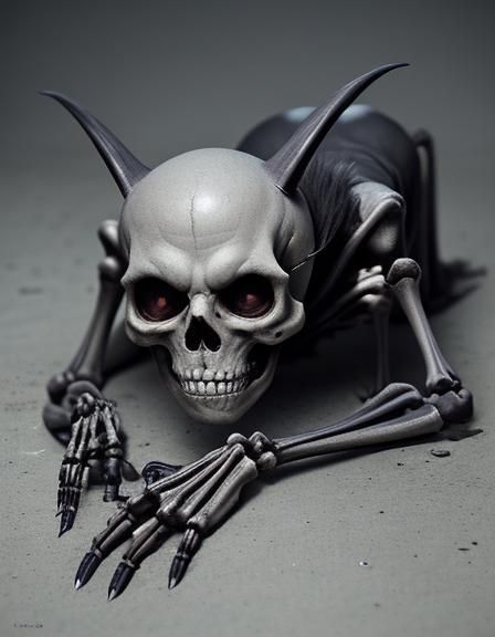 Gothic Skeleton Bat Figure in Cinematic Lighting