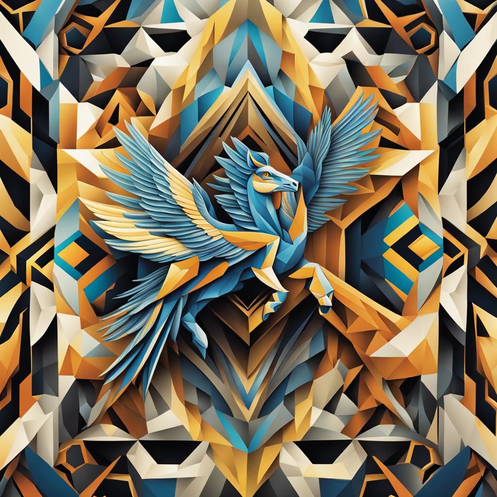 Pegasus in Tessellation Cubist Vector Art