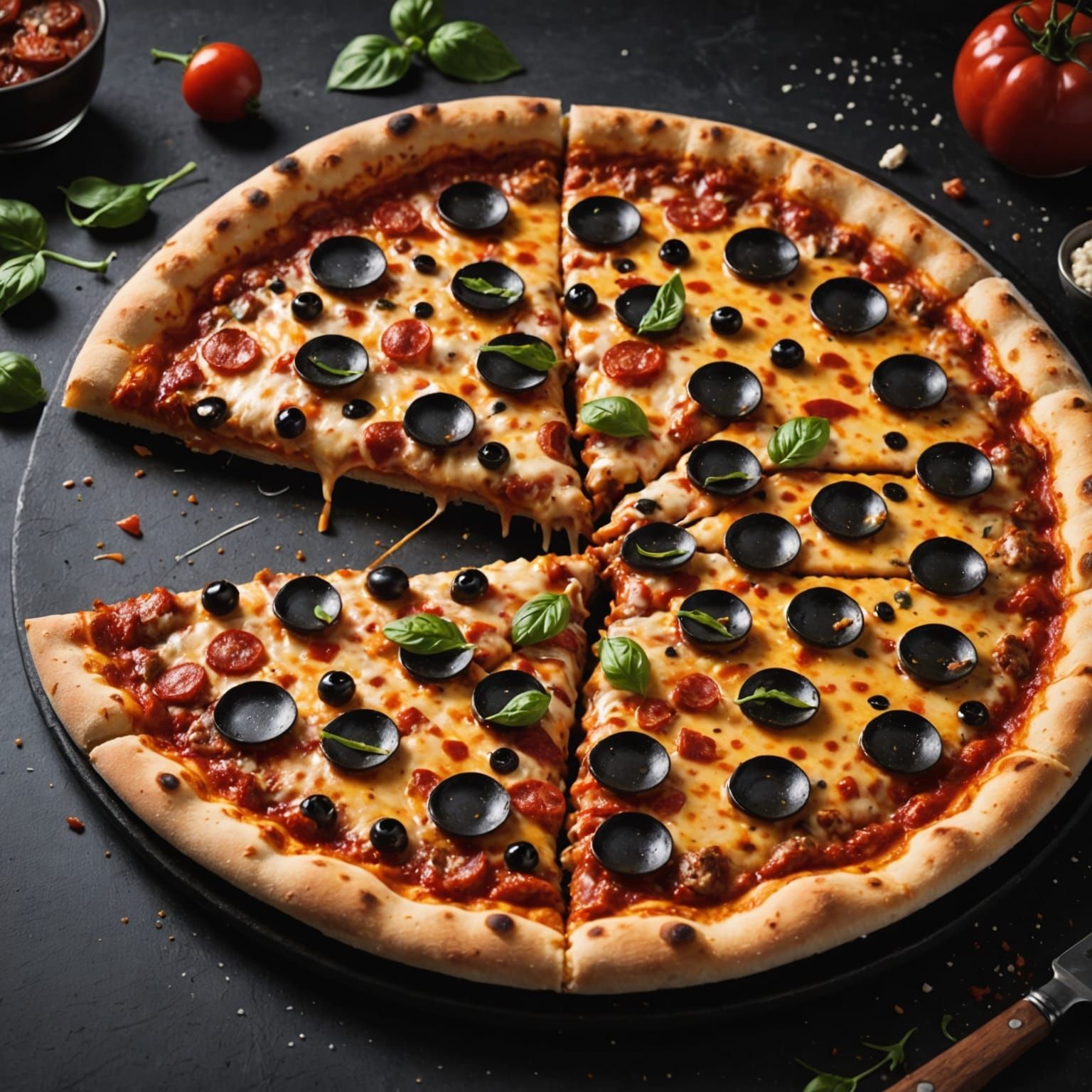A Deliciously Sinister Pizza in Dark and Moody Colors