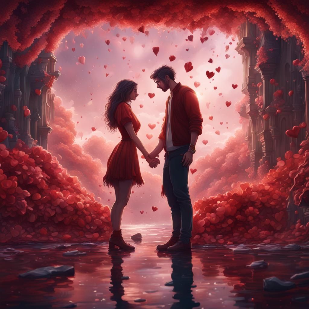 Heartfelt Illustration: Falling in Love, Detailed Matte Pain...