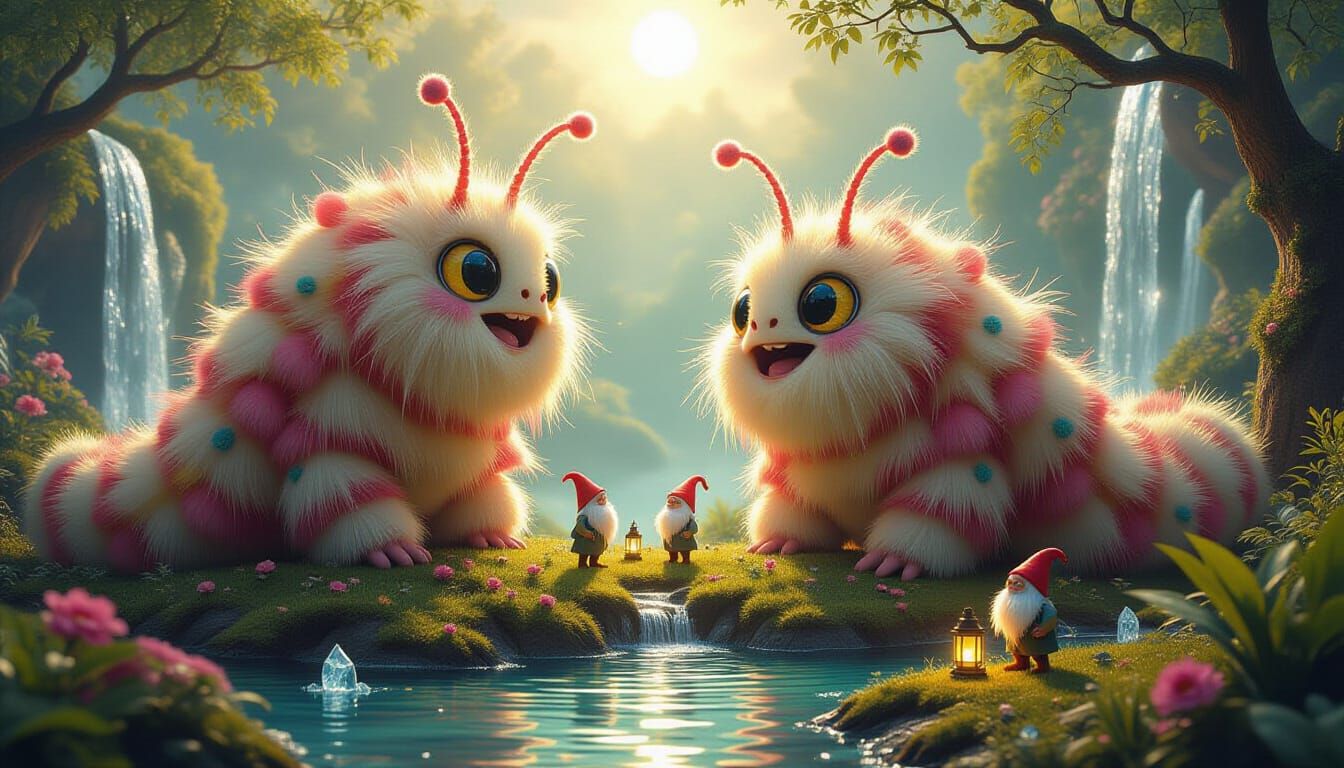 Surreal Garden with Conversing Caterpillars, Hyperrealistic ...
