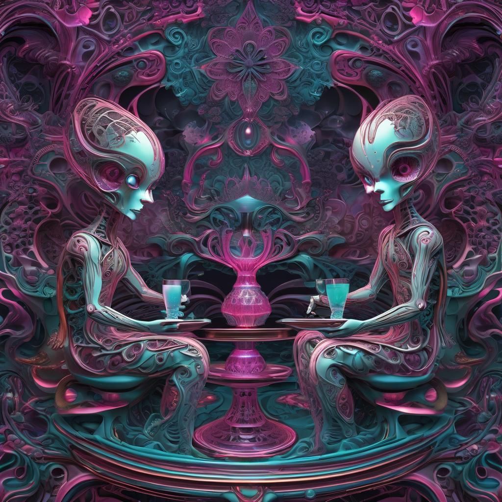 Elegant Aliens on a Date: Abstract Vector Fractal