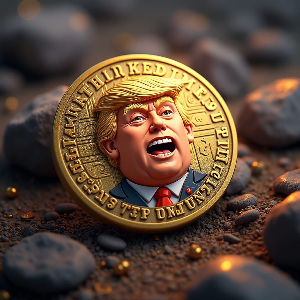 Surreal Fantasy Coin in Cyberpunk Style