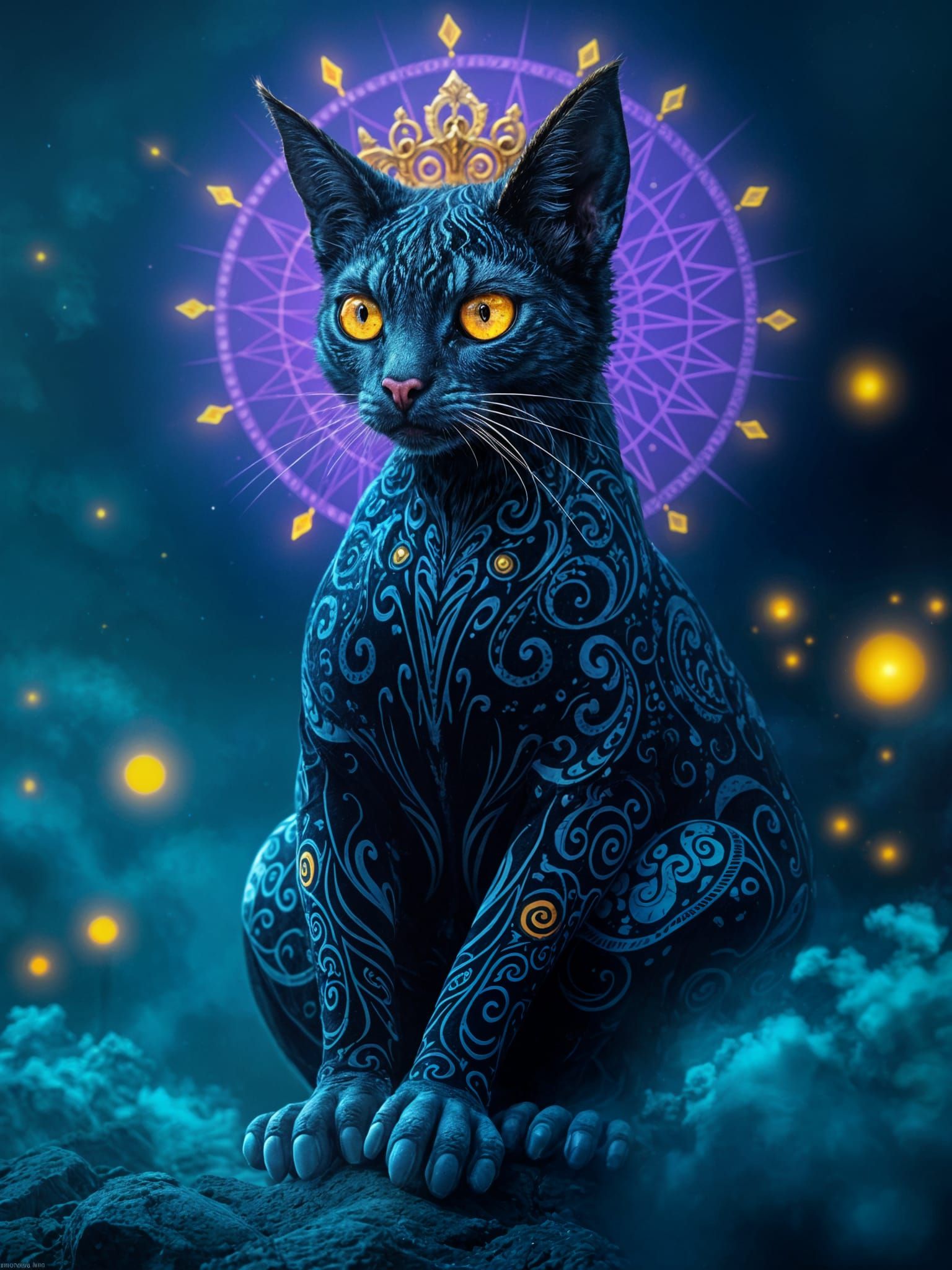 Regal Feline in Dark Fantasy Realm