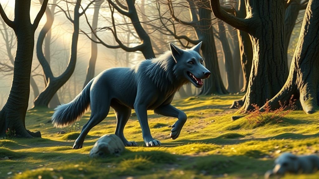 Irish Wolfhound in Celtic Forest, 3D Animation