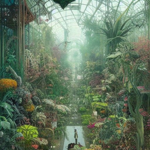 Enchanted Greenhouse of Exotic Plants: Digital Matte Paintin...
