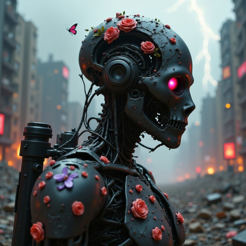 Cyberpunk Warrior Profile in Neon Armor