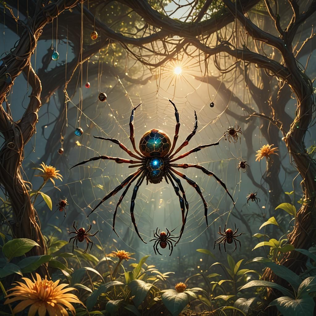 Spider Mother Releases Children: Cinematic Digital Painting