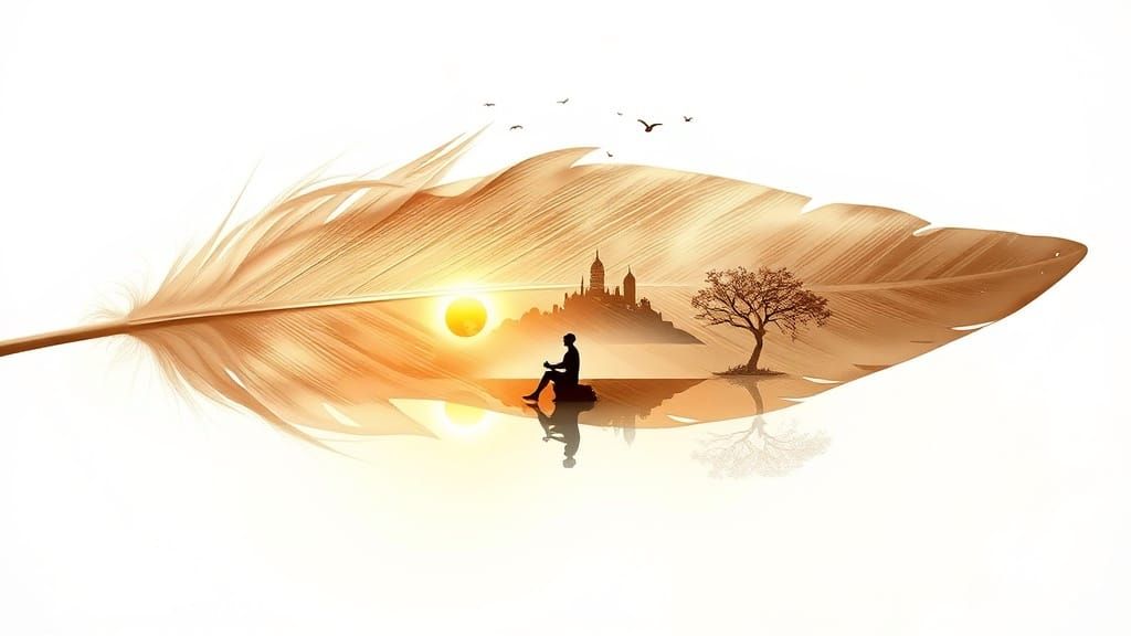 Ethereal Feather Ship Concept Art with Mystical Landscape