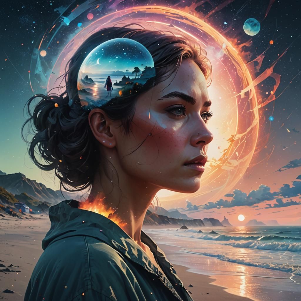 Woman in the Mists of Time: Double Exposure Portrait