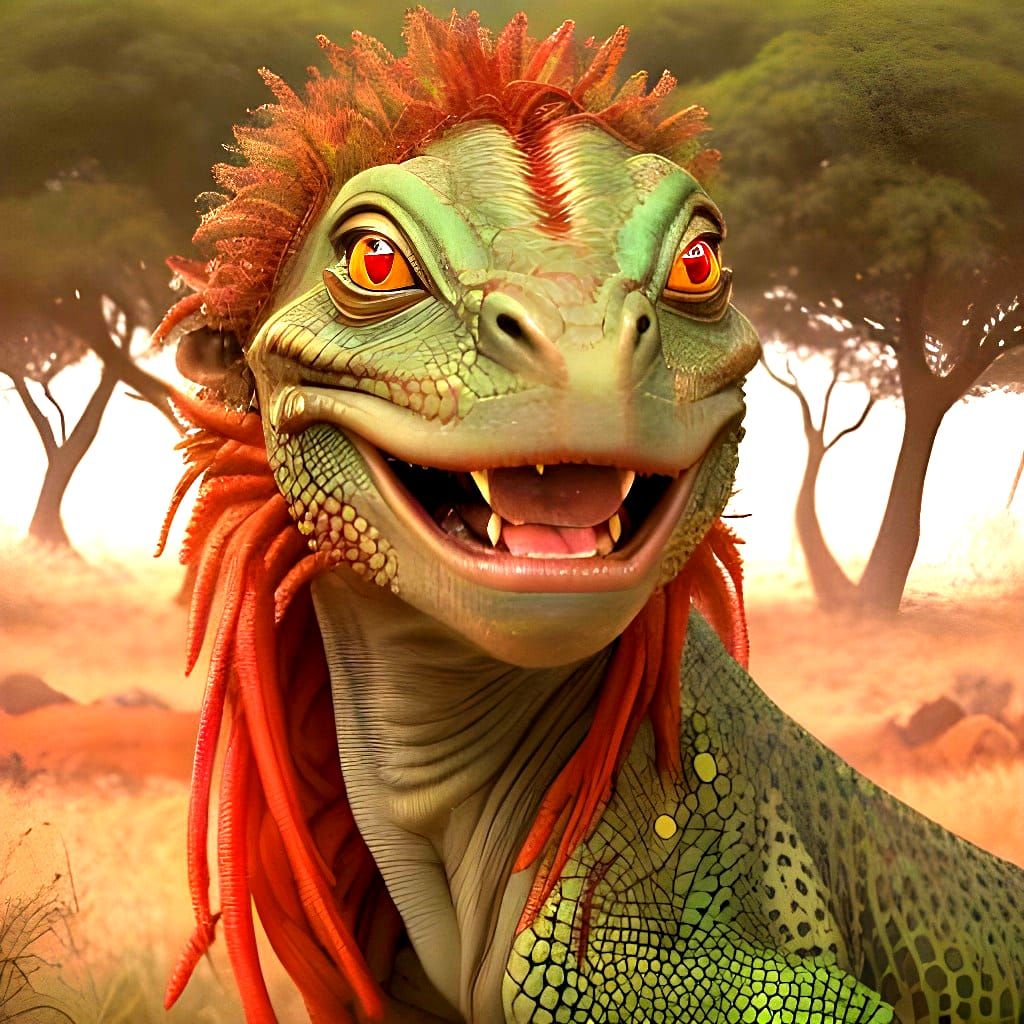 Alien Savannah Lizard Portrait in Professional Style