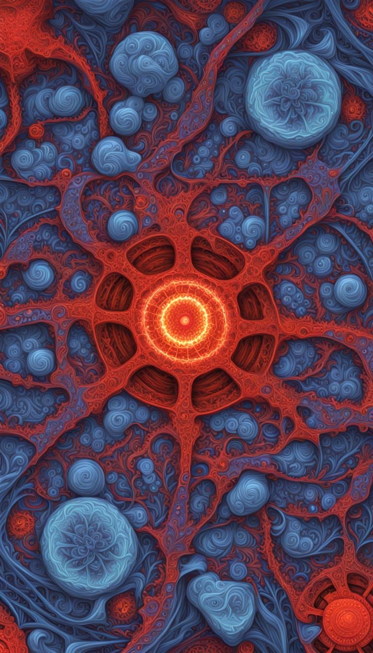 Neon Universe Cross-Section in Zentangle Style