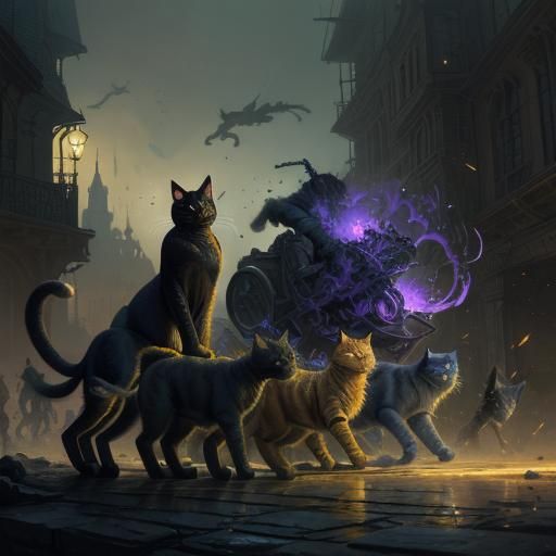 Cats Launching Cats: A Dark Fantasy Catapult Masterpiece