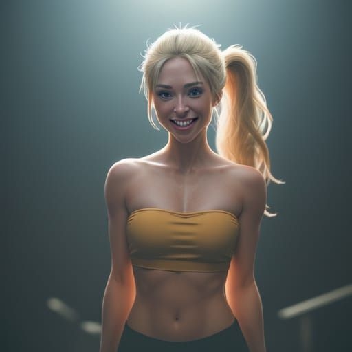 Cute Gymnast Poses Playfully in Golden Hour Light