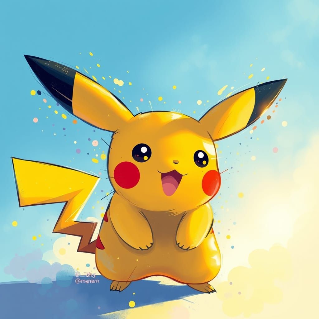 Pastel Pikachu in Vibrant Sunshine