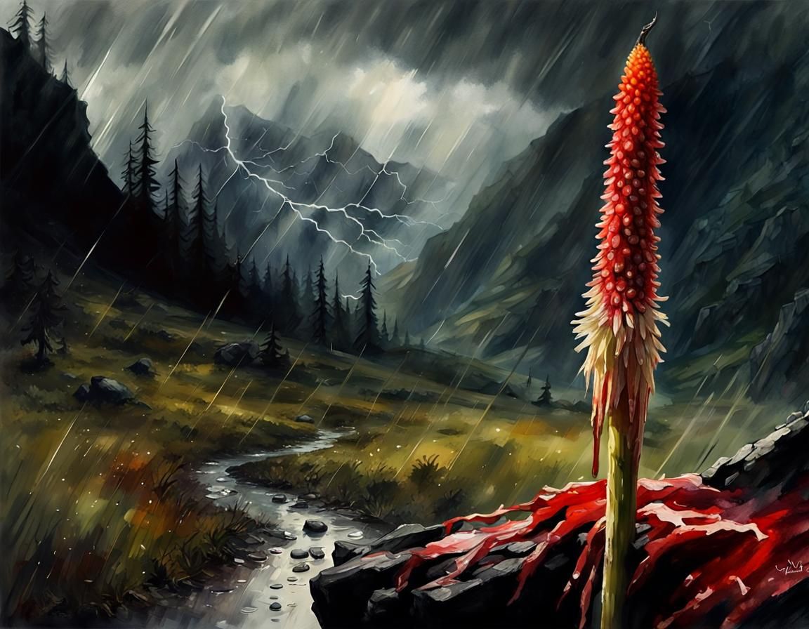 Sinister God of Thunder in Rainy Mountains