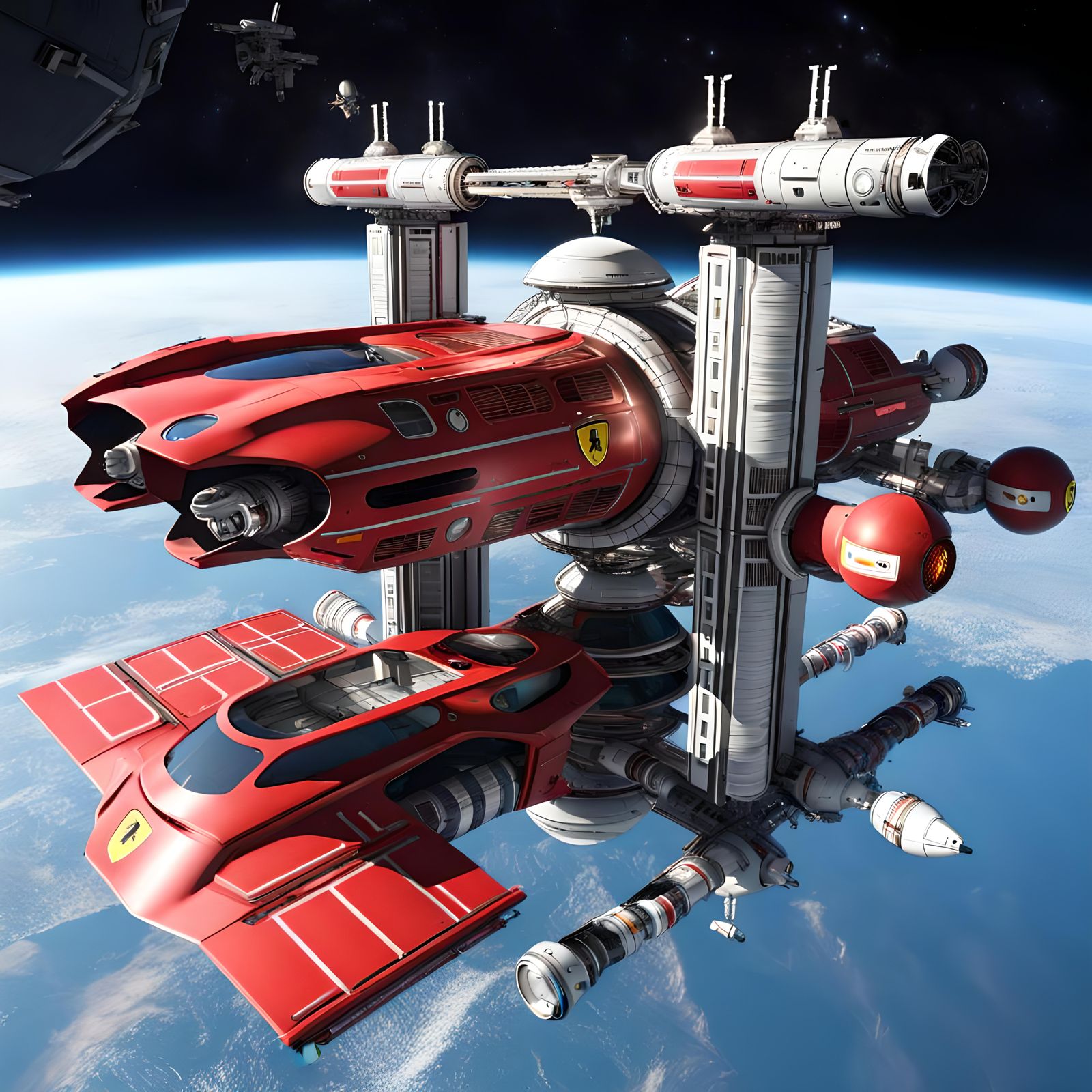 Sci-Fi Ferrari at Futuristic Space Station