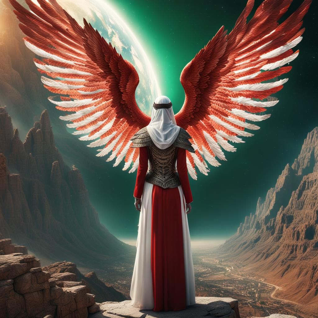 Palestine Woman as Angel Over Earth