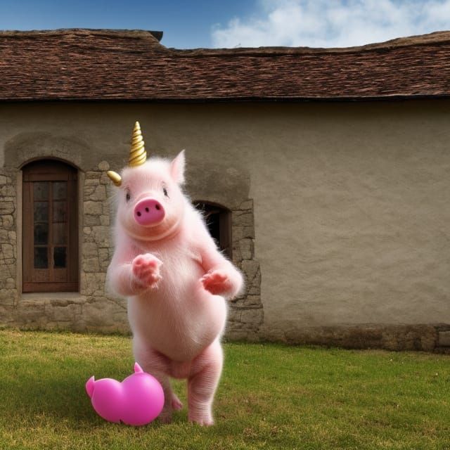 Piglet with Angel Wings and Unicorn Horn
