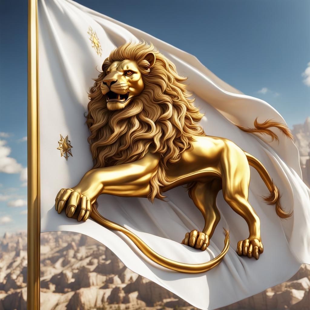Kingdom of Jerusalem Lion Flag, Detailed Digital Painting