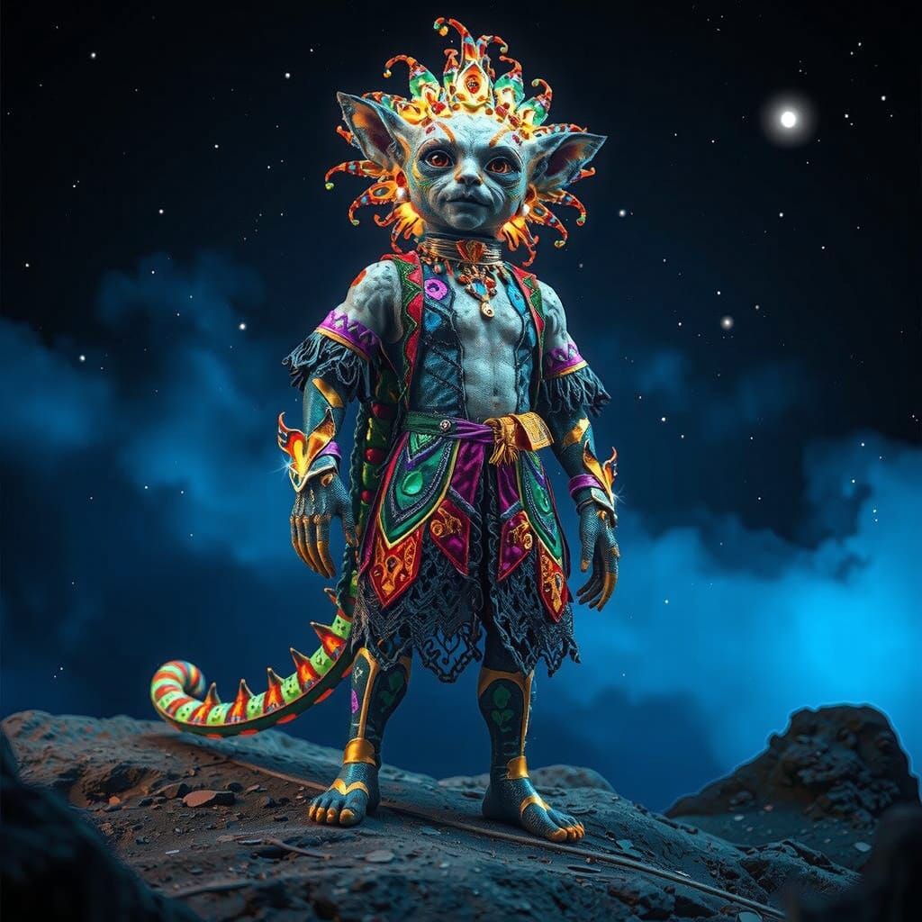 Alien Shaman in Bioluminescent Cyberpunk World