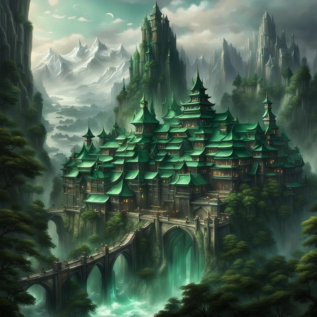 Emerald Crystal Kingdom: Winter Fantasy Art
