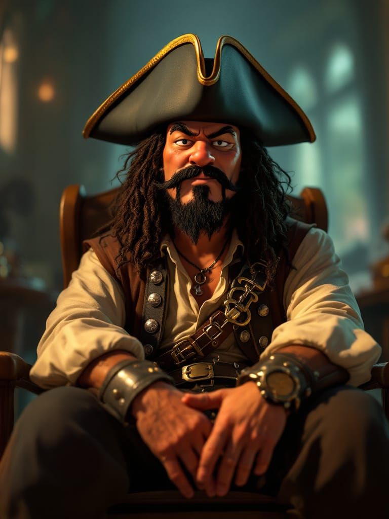 Blackbeard Portrait in Contemporary Animation Style