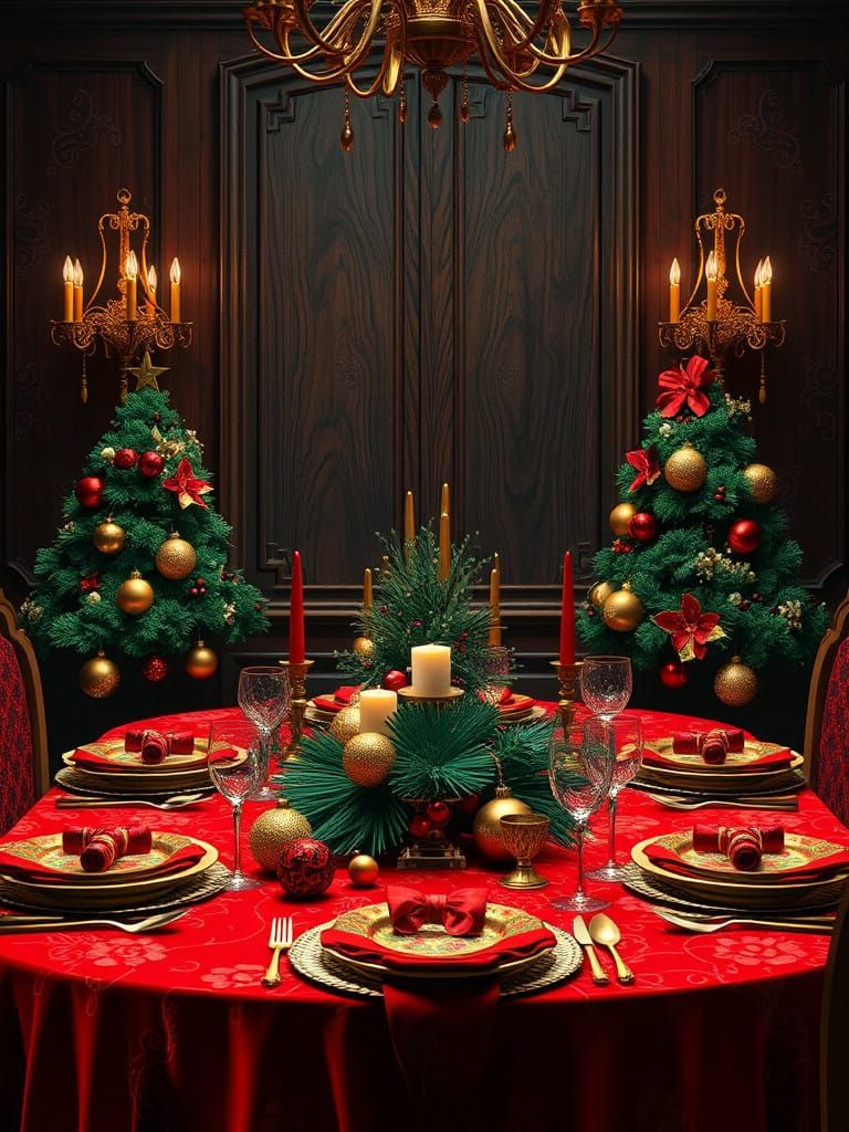 Luxurious Christmas Table Setting in Rich Velvet Hues