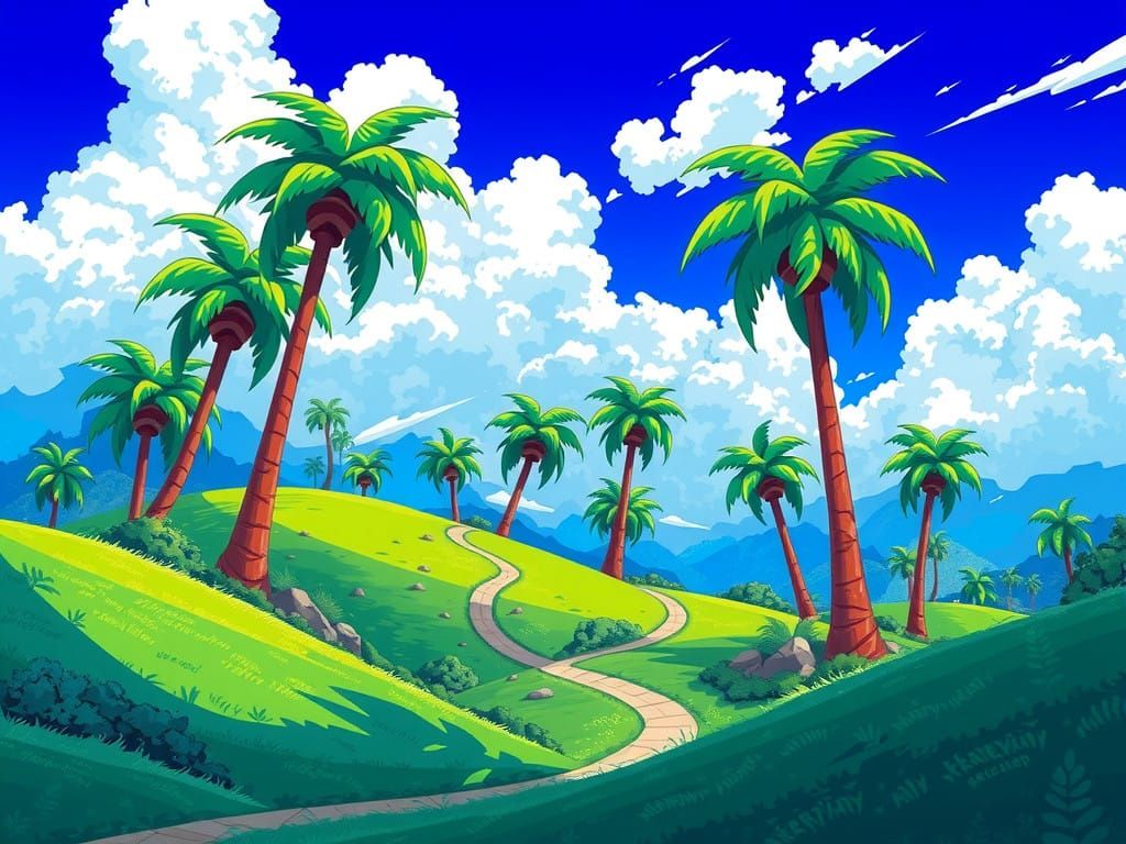 Emerald Hill Zone in Vibrant Dreamlike Style