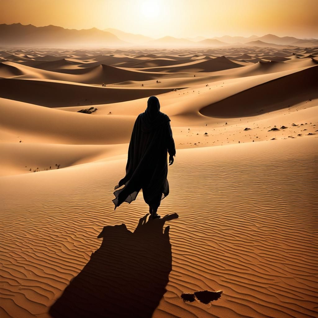 Sahara Nomad: A Solitary Figure in the Desert