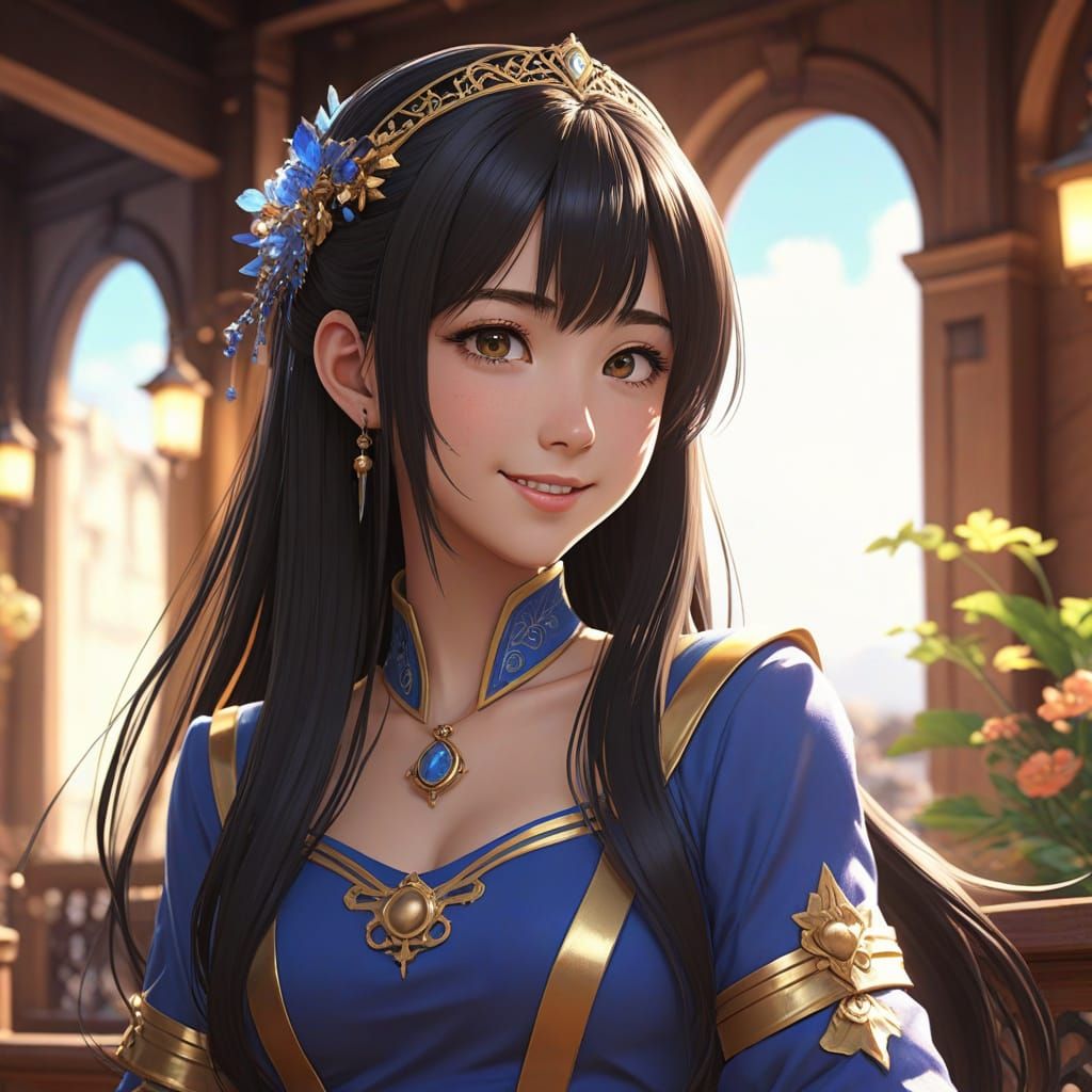 Majestic Anime Princess in a Fantastical Galaxy