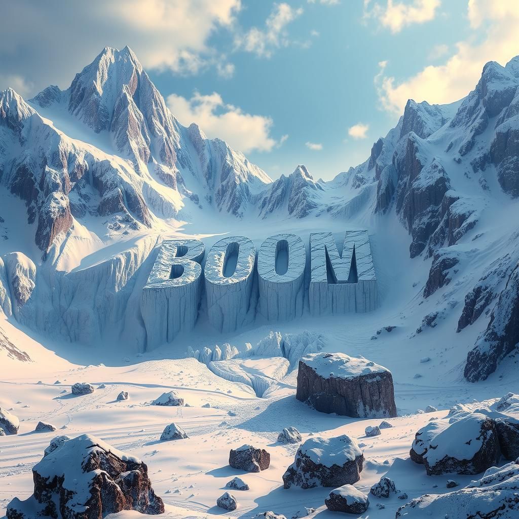 Icy Peaks Display the Word "BOOM"
