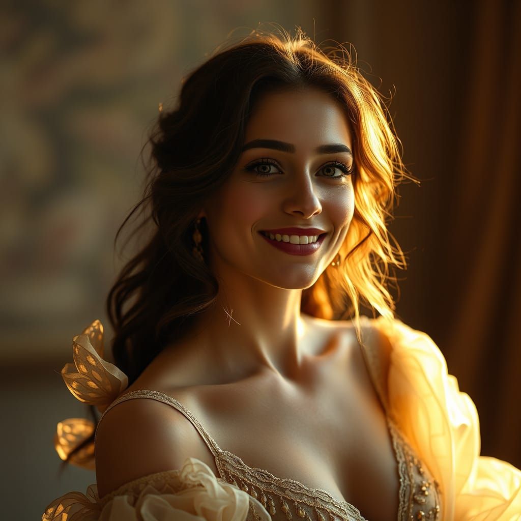 Elegant Woman in Hyperrealistic Portrait