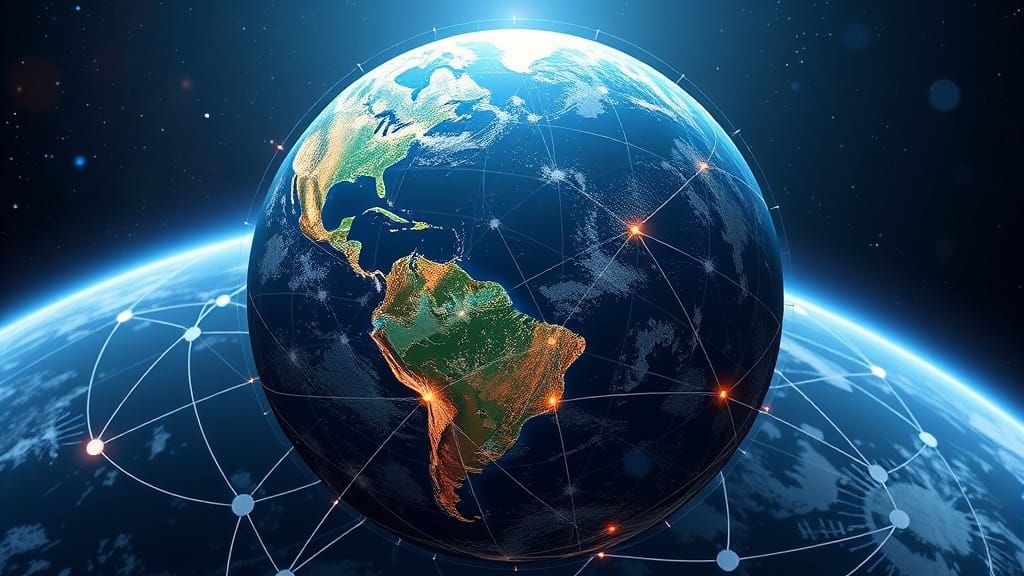 Global Network: Cryptocurrency and Blockchain Earth
