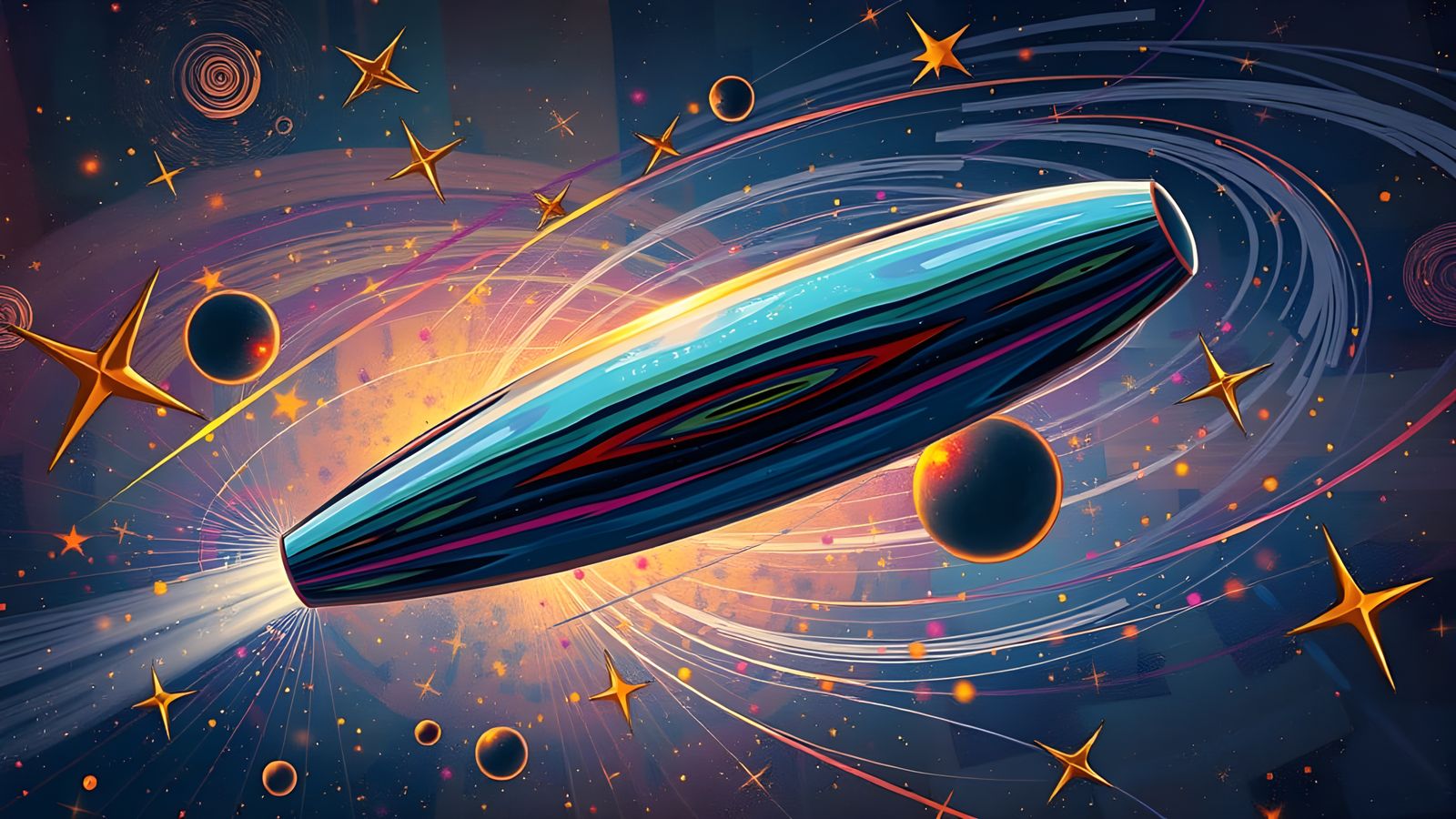 Iridescent Cylinder in a Kandinsky Starfield