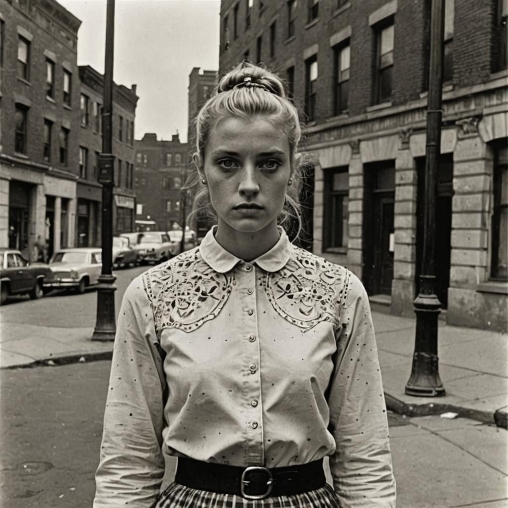 Blonde Girl with Ponytail Looking at Viewer