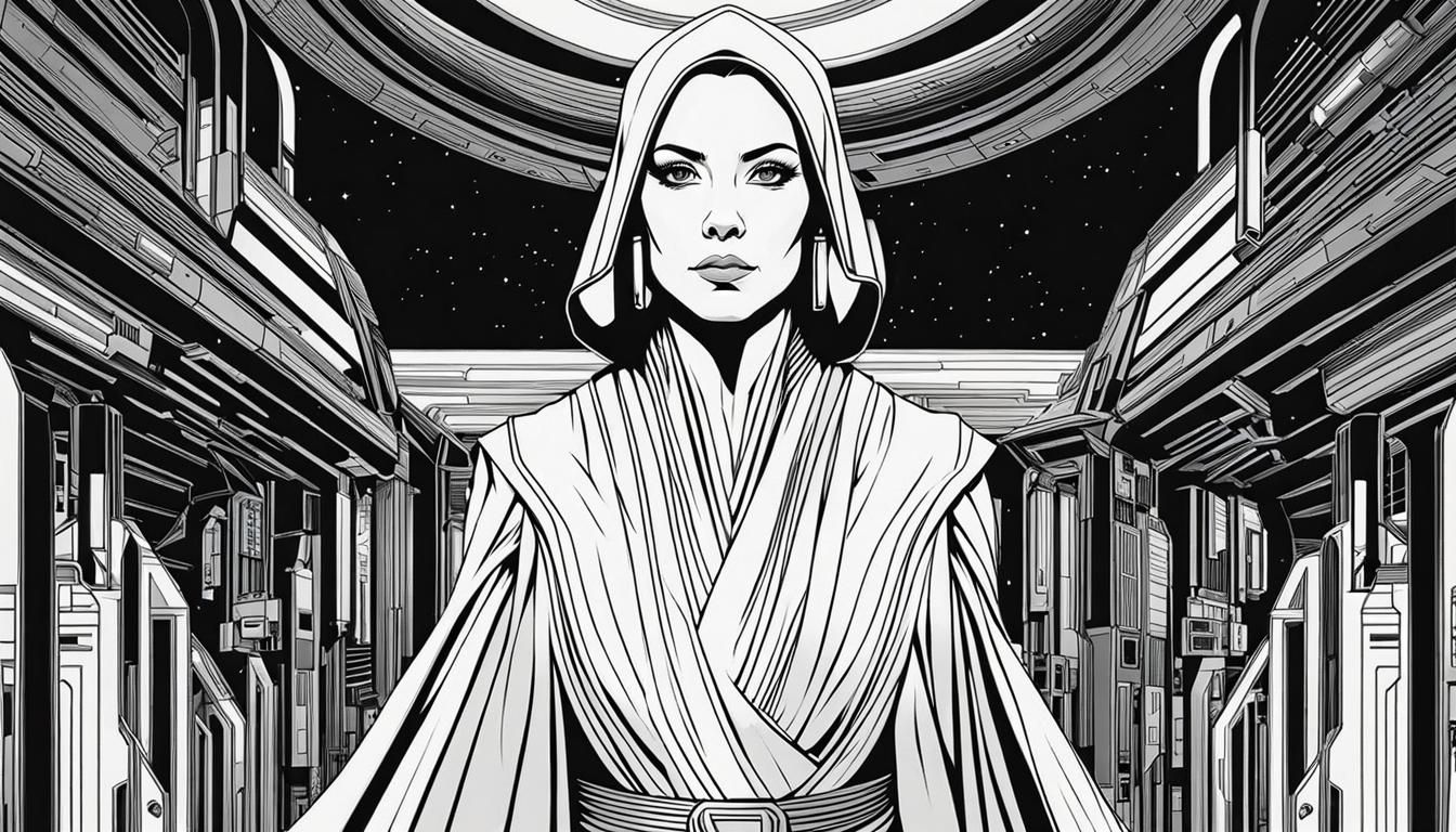Detailed Line Art of Female Jedi Master