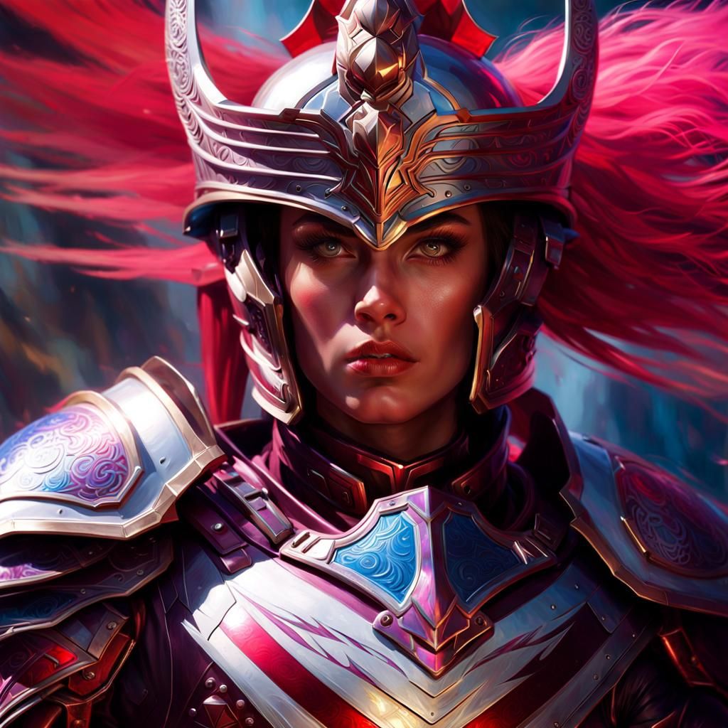 Holographic Warrior Portrait in VRay Style