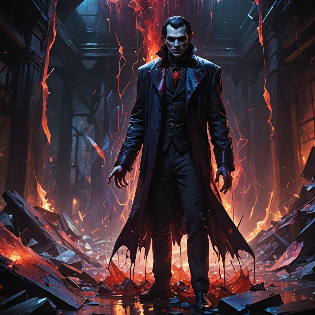 Vampire in Dark Chamber with Red Magic