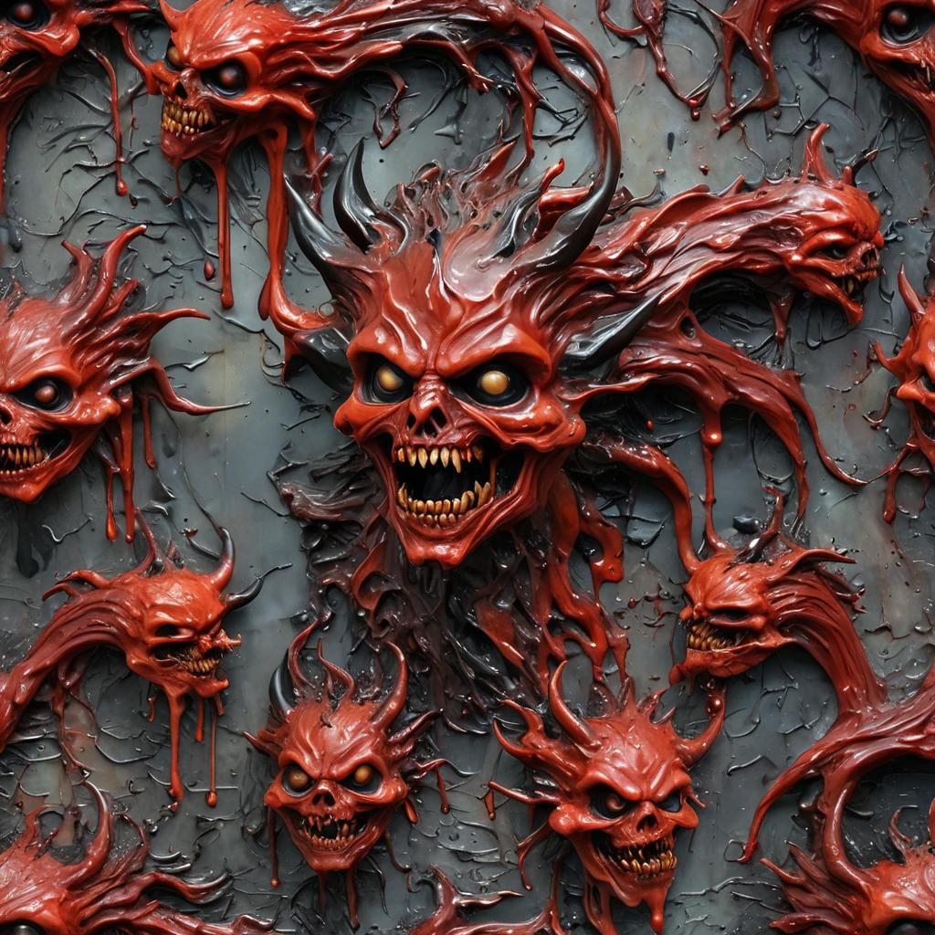 Encaustic Red Demon Melts in Hot Wax