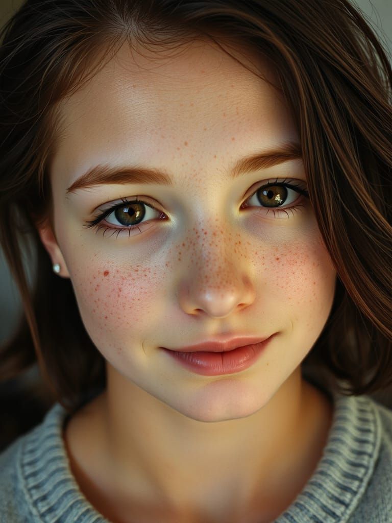 Freckled Redhead Portrait with Big Lips