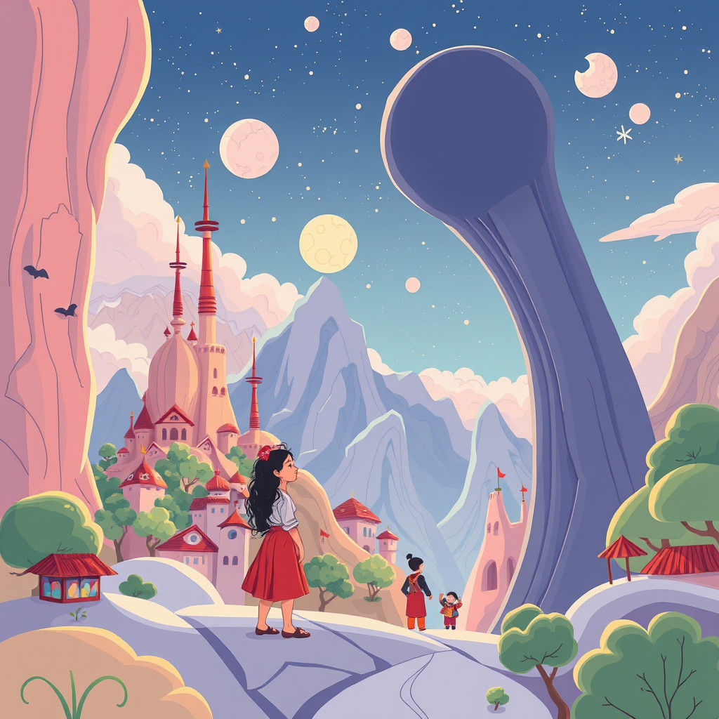 Abstract Doodle World Illustration in Cartoon Style